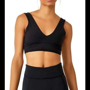 Free People Never Better Black Crop V-Neck Tank NWT